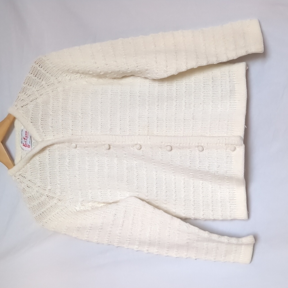 Vintage cardigan sweater cream off-white small